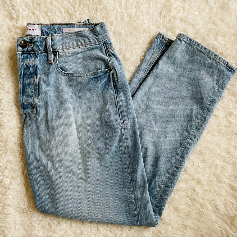 FRAME Denim Heritage Le Original Straight Leg High Rise Artesia Sand - Picture 13 of 15